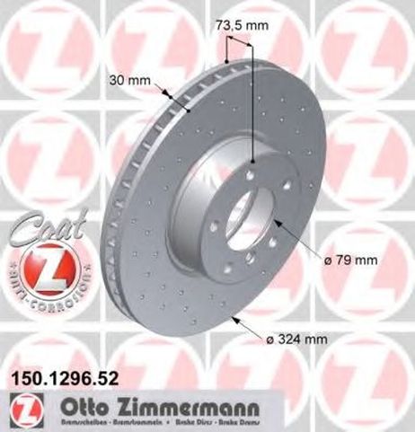 фото Zimmermann 150.1296.52 Диск тормозной | перед | Zimmermann 150.1296.52 Диск тормозной | перед |