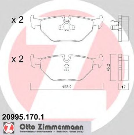 фото Zimmermann 20995.170.1 Колодки тормозные дисковые | перед | Zimmermann 20995.170.1 Колодки тормозные дисковые | перед |