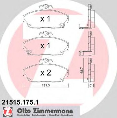 фото Zimmermann 21515.175.1 Колодки тормозные дисковые | перед | Zimmermann 21515.175.1 Колодки тормозные дисковые | перед |