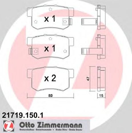 фото Zimmermann 21719.150.1 Колодки тормозные дисковые | зад | Zimmermann 21719.150.1 Колодки тормозные дисковые | зад |