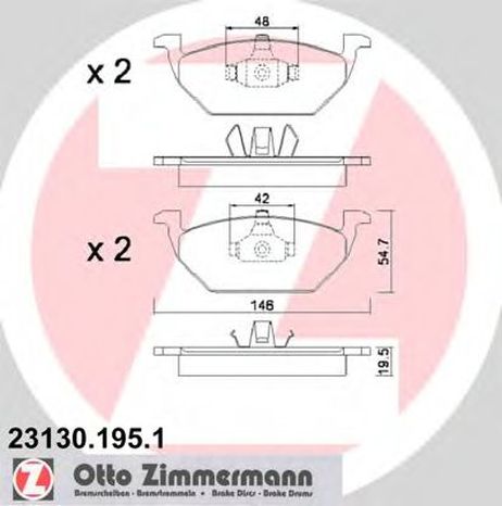 фото Zimmermann 23130.195.1 Колодки тормозные дисковые | перед | Zimmermann 23130.195.1 Колодки тормозные дисковые | перед |