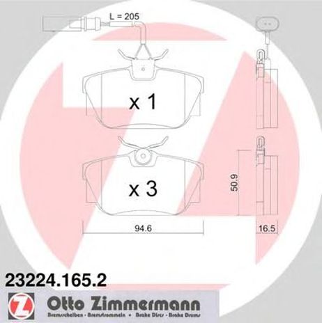 фото Zimmermann 23224.165.2 Колодки тормозные дисковые | зад | Zimmermann 23224.165.2 Колодки тормозные дисковые | зад |