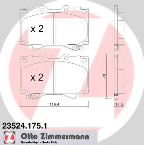 фото Zimmermann 23524.175.1 Колодки тормозные дисковые | перед | Zimmermann 23524.175.1 Колодки тормозные дисковые | перед |