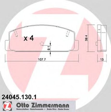 фото Zimmermann 24045.130.1 Колодки тормозные дисковые | зад | Zimmermann 24045.130.1 Колодки тормозные дисковые | зад |