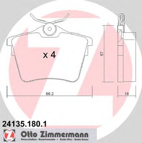 фото Zimmermann 24135.180.1 Колодки тормозные дисковые | зад | Zimmermann 24135.180.1 Колодки тормозные дисковые | зад |