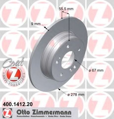 фото Zimmermann 400.1412.20 Диск тормозной | зад | Zimmermann 400.1412.20 Диск тормозной | зад |