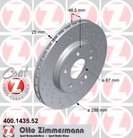 фото Zimmermann 400.1435.52 Диск тормозной | перед | Zimmermann 400.1435.52 Диск тормозной | перед |
