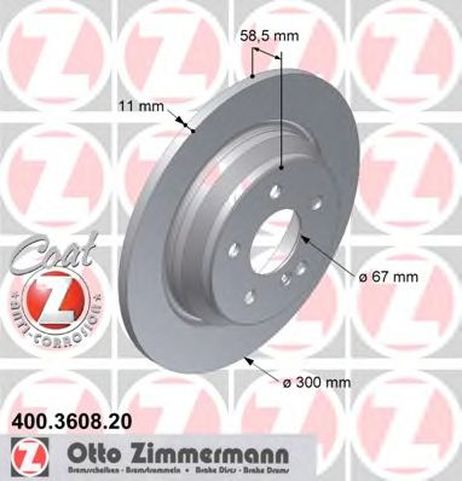 фото Zimmermann 400.3608.20 Диск тормозной | зад | Zimmermann 400.3608.20 Диск тормозной | зад |