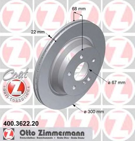 фото Zimmermann 400.3622.20 Диск тормозной | зад | Zimmermann 400.3622.20 Диск тормозной | зад |