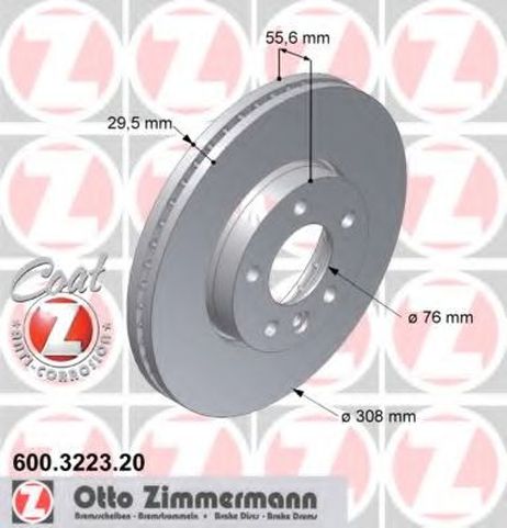 фото Zimmermann 600.3223.20 Диск тормозной | перед | Zimmermann 600.3223.20 Диск тормозной | перед |