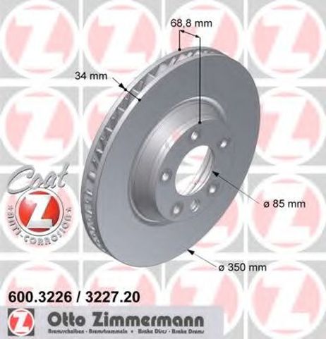 фото Zimmermann 600.3226.20 Диск тормозной | перед | Zimmermann 600.3226.20 Диск тормозной | перед |