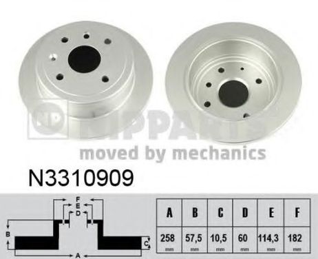 фото Nipparts N3310909 Диск тормозной | зад | Nipparts N3310909 Диск тормозной | зад |