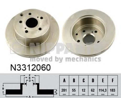 фото Nipparts N3312060 Диск тормозной | зад | Nipparts N3312060 Диск тормозной | зад |