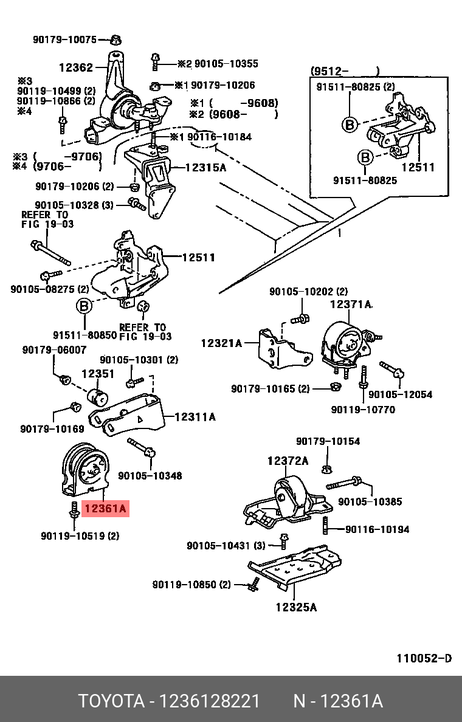 фото Toyota 12361-28221 Подушка двигателя | перед лев | Toyota 12361-28221 Подушка двигателя | перед лев |