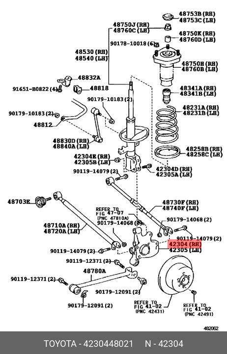 фото Toyota 42304-48021 Кулак поворотный | зад | Toyota 42304-48021 Кулак поворотный | зад |