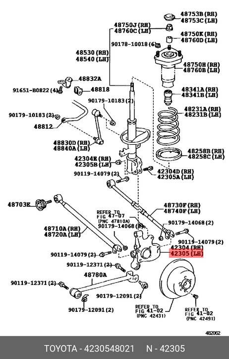 фото Toyota 42305-48021 Кулак поворотный | зад | Toyota 42305-48021 Кулак поворотный | зад |