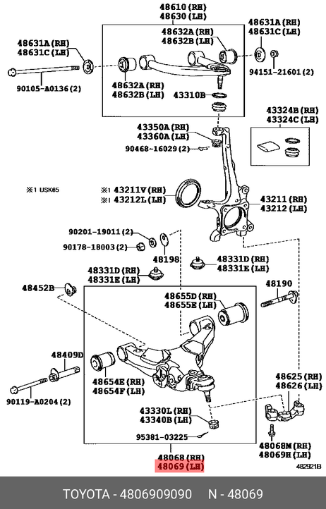 фото Toyota 48069-09090 Рычаг подвески | перед лев | Toyota 48069-09090 Рычаг подвески | перед лев |