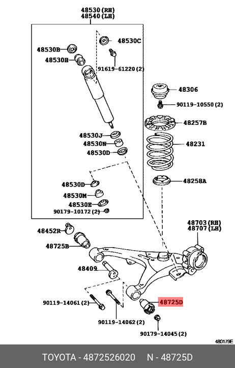 фото Toyota 48725-26020 Сайлентблок рычага подвески | зад | Toyota 48725-26020 Сайлентблок рычага подвески | зад |