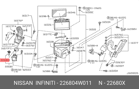 фото Nissan 22680-4W011 Расходомер воздуха Nissan 22680-4W011 Расходомер воздуха