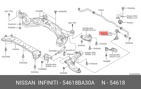фото Nissan 54618-BA30A Стойка стабилизатора | перед прав | Nissan 54618-BA30A Стойка стабилизатора | перед прав |