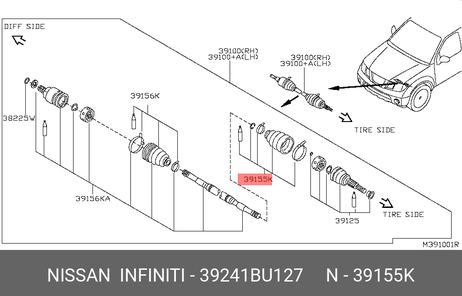 фото Nissan 39241-BU127 Пыльник ШРУСа Nissan 39241-BU127 Пыльник ШРУСа