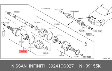 фото Nissan 39241-CG027 Пыльник ШРУСа Nissan 39241-CG027 Пыльник ШРУСа