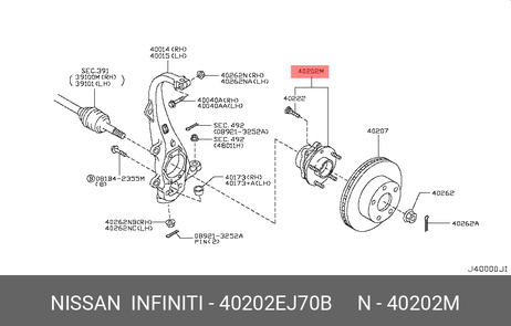 фото Nissan 40202-EJ70B Ступица колеса | перед | ( 40202-4ge0a ) Nissan 40202-EJ70B Ступица колеса | перед | ( 40202-4ge0a )