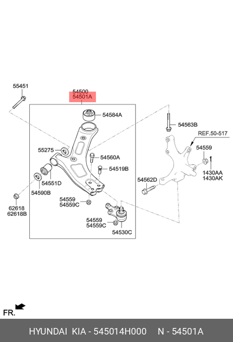 фото Hyundai/Kia 54501-4H000 Рычаг подвески | перед прав | Hyundai/Kia 54501-4H000 Рычаг подвески | перед прав |
