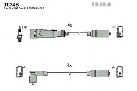 фото Tesla T034B Комплект высоковольтных проводов Tesla T034B Комплект высоковольтных проводов