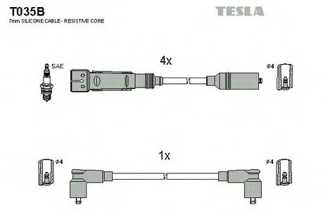 фото Tesla T035B Комплект высоковольтных проводов Tesla T035B Комплект высоковольтных проводов