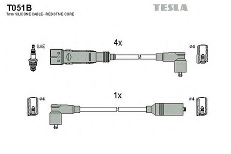 фото Tesla T051B Комплект высоковольтных проводов Tesla T051B Комплект высоковольтных проводов