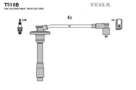 фото Tesla T518B Комплект высоковольтных проводов Tesla T518B Комплект высоковольтных проводов