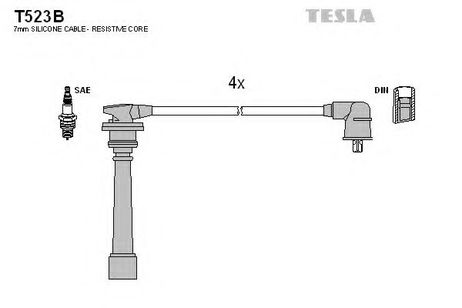 Tesla T523B Комплект высоковольтных проводов