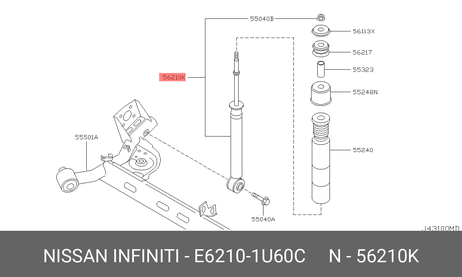 фото Nissan E6210-1U60C Амортизатор задний Nissan E6210-1U60C Амортизатор задний