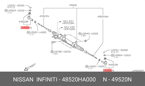 фото Nissan 48520-HA000 Наконечник рулевой тяги | прав/лев | Nissan 48520-HA000 Наконечник рулевой тяги | прав/лев |