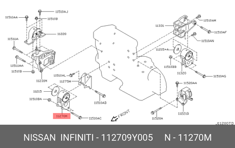 фото Nissan 11270-9Y005 Подушка двигателя | перед | Nissan 11270-9Y005 Подушка двигателя | перед |
