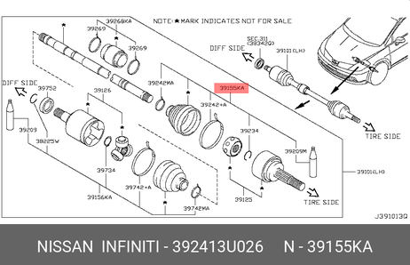 фото Nissan 39241-3U026 Пыльник ШРУСа Nissan 39241-3U026 Пыльник ШРУСа