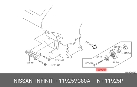 фото Nissan 11925-VC80A Ролик натяжной Nissan 11925-VC80A Ролик натяжной