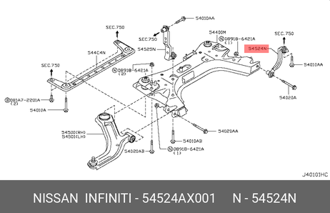 фото Nissan 54524-AX001 Тяга подвески | перед прав | Nissan 54524-AX001 Тяга подвески | перед прав |