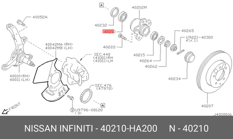 фото Nissan 40210-HA200 Подшипник ступицы колеса | перед | Nissan 40210-HA200 Подшипник ступицы колеса | перед |