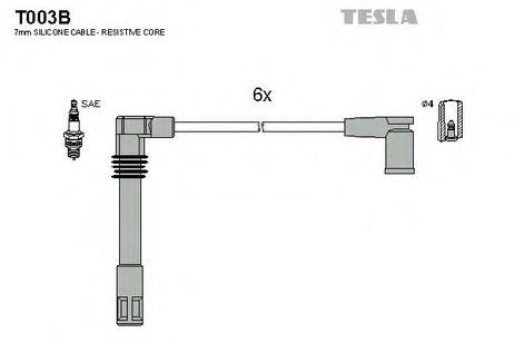 фото Tesla T003B Комплект высоковольтных проводов Tesla T003B Комплект высоковольтных проводов
