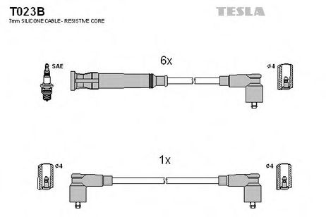 фото Tesla T023B Комплект высоковольтных проводов Tesla T023B Комплект высоковольтных проводов