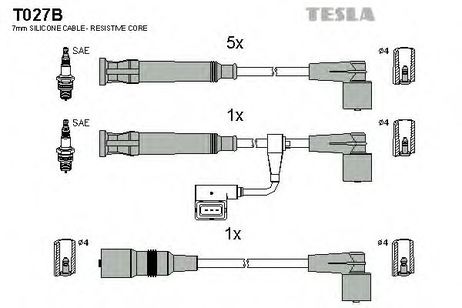фото Tesla T027B Комплект высоковольтных проводов Tesla T027B Комплект высоковольтных проводов