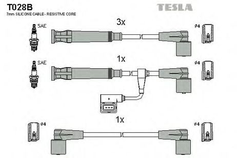 фото Tesla T028B Комплект высоковольтных проводов Tesla T028B Комплект высоковольтных проводов