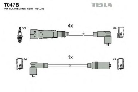 Tesla T047B Комплект высоковольтных проводов