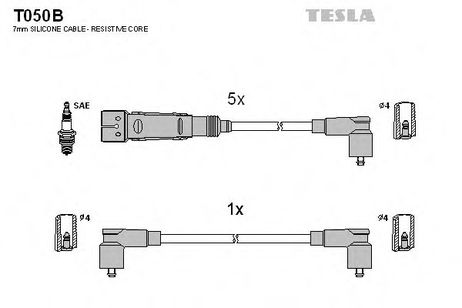 фото Tesla T050B Комплект высоковольтных проводов Tesla T050B Комплект высоковольтных проводов