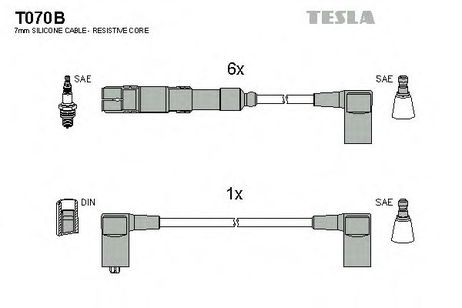 фото Tesla T070B Комплект высоковольтных проводов Tesla T070B Комплект высоковольтных проводов