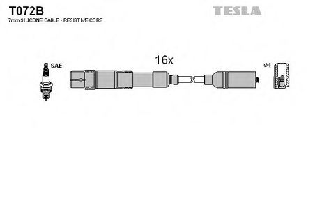 фото Tesla T072B Комплект высоковольтных проводов Tesla T072B Комплект высоковольтных проводов