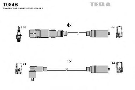 фото Tesla T084B Комплект высоковольтных проводов Tesla T084B Комплект высоковольтных проводов