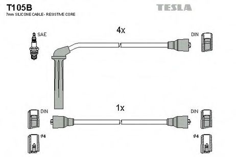 фото Tesla T105B Комплект высоковольтных проводов Tesla T105B Комплект высоковольтных проводов
